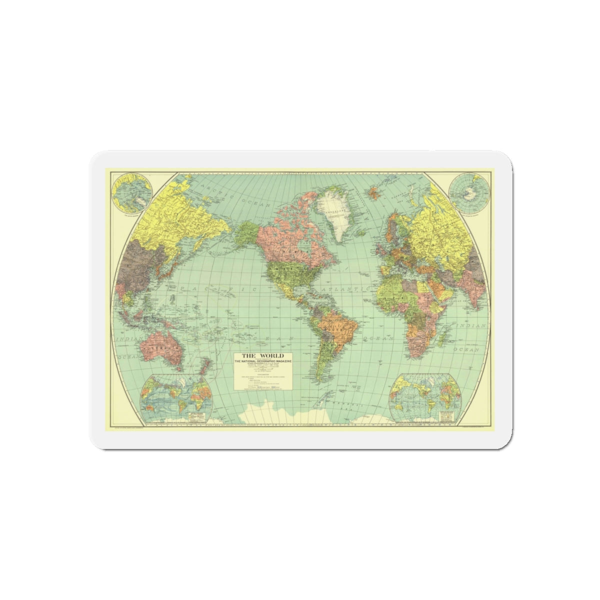 World Map (1932) (Map) Refrigerator Magnet-5" x 5"-The Sticker Space