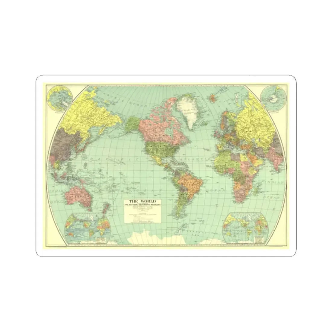 World Map (1932) (Map) STICKER Vinyl Kiss-Cut Decal 2 Inch White - The Sticker Space