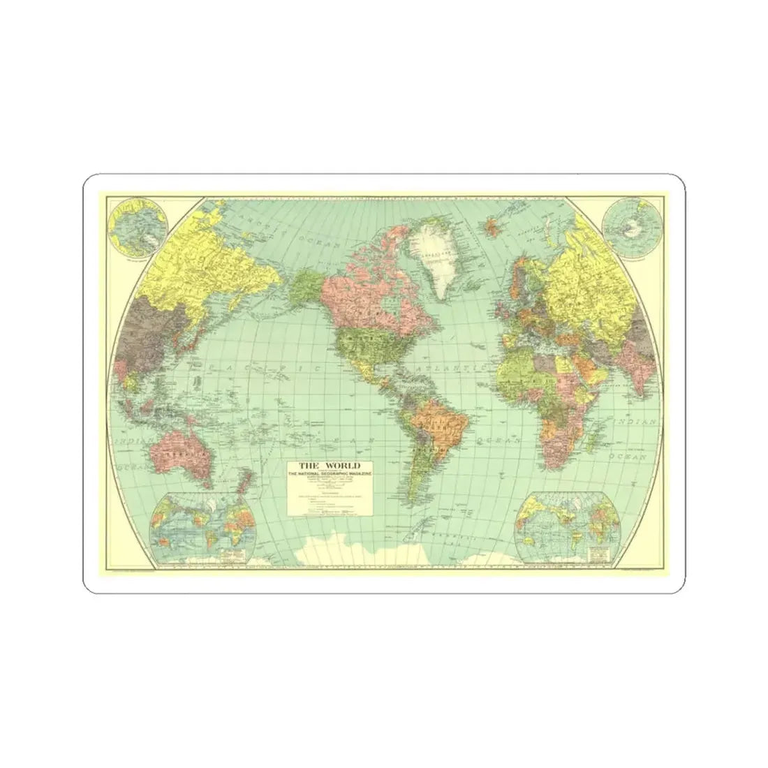 World Map (1932) (Map) STICKER Vinyl Kiss-Cut Decal 3 Inch White - The Sticker Space