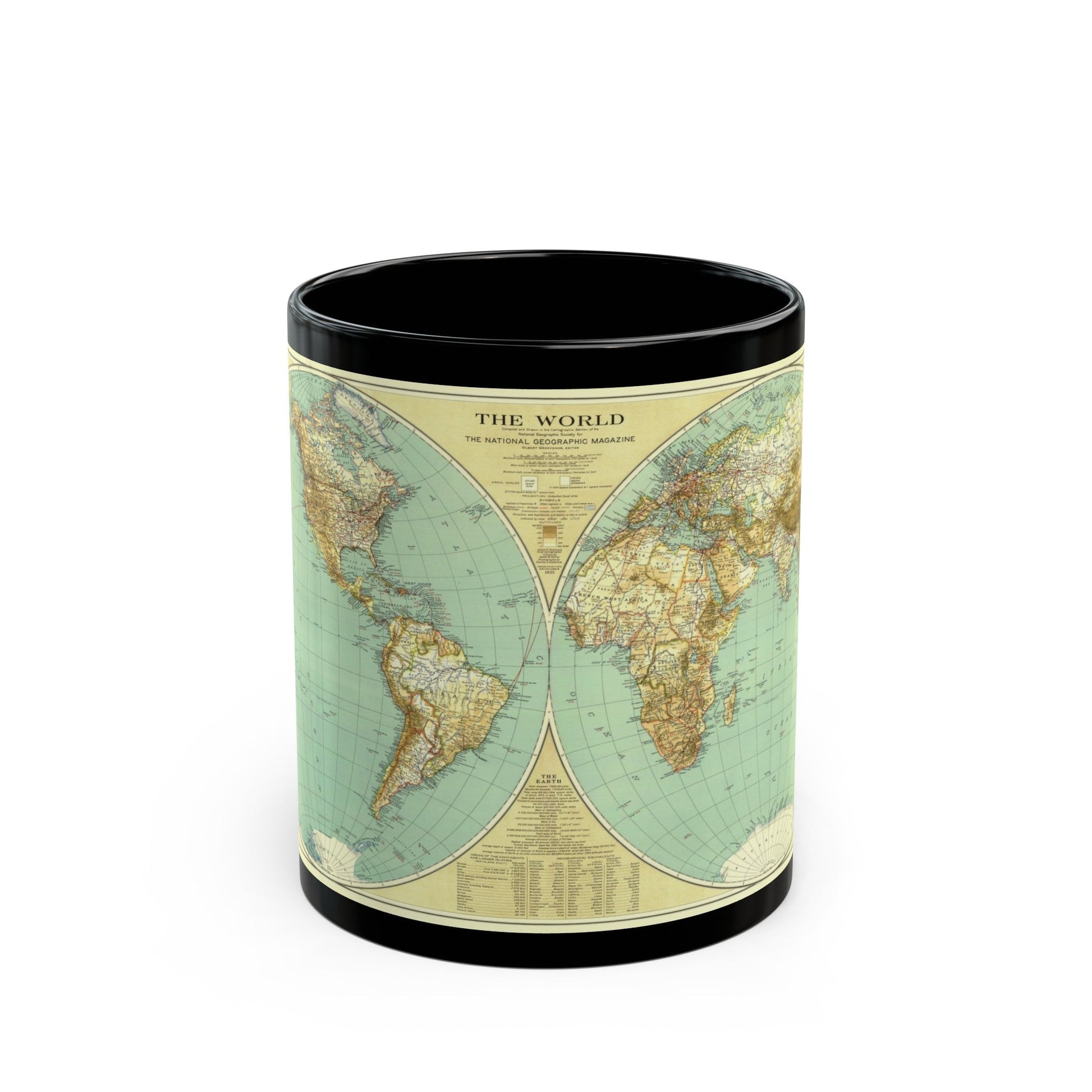 World Map (1935) (Map) Black Coffee Mug-11oz-The Sticker Space