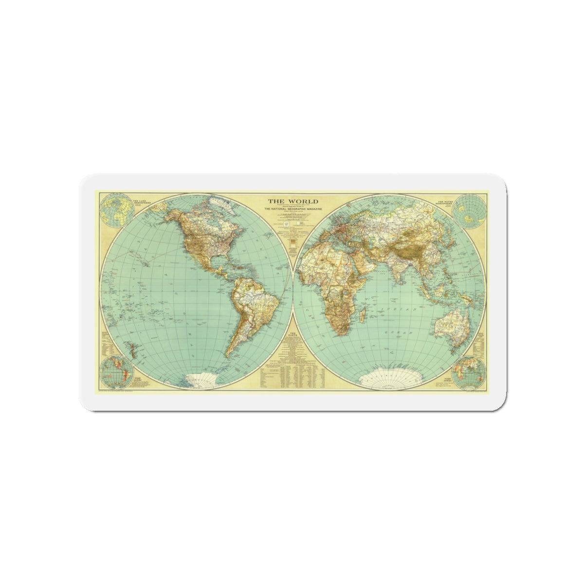 World Map (1935) (Map) Refrigerator Magnet-3" x 3"-The Sticker Space