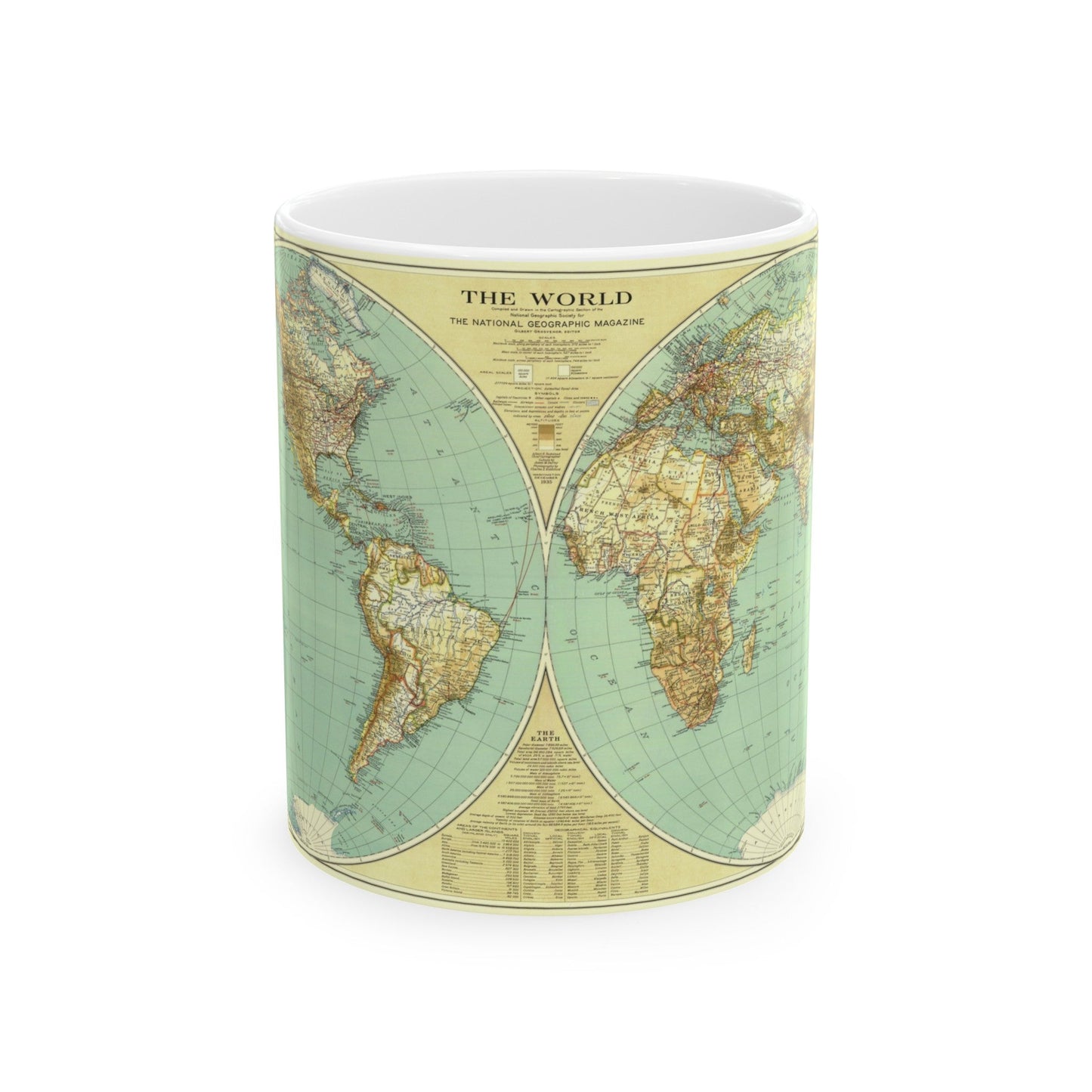 World Map (1935) (Map) White Coffee Mug-11oz-The Sticker Space