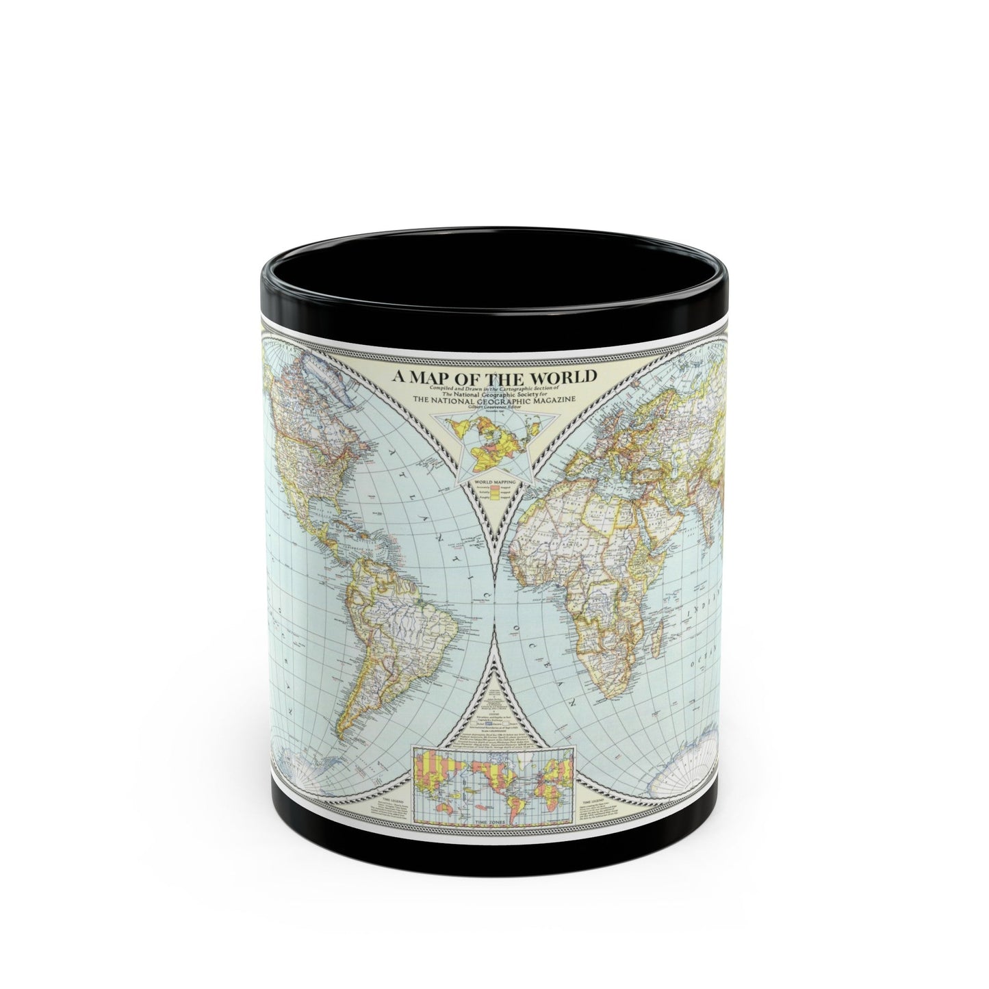 World Map (1941) (Map) Black Coffee Mug-11oz-The Sticker Space
