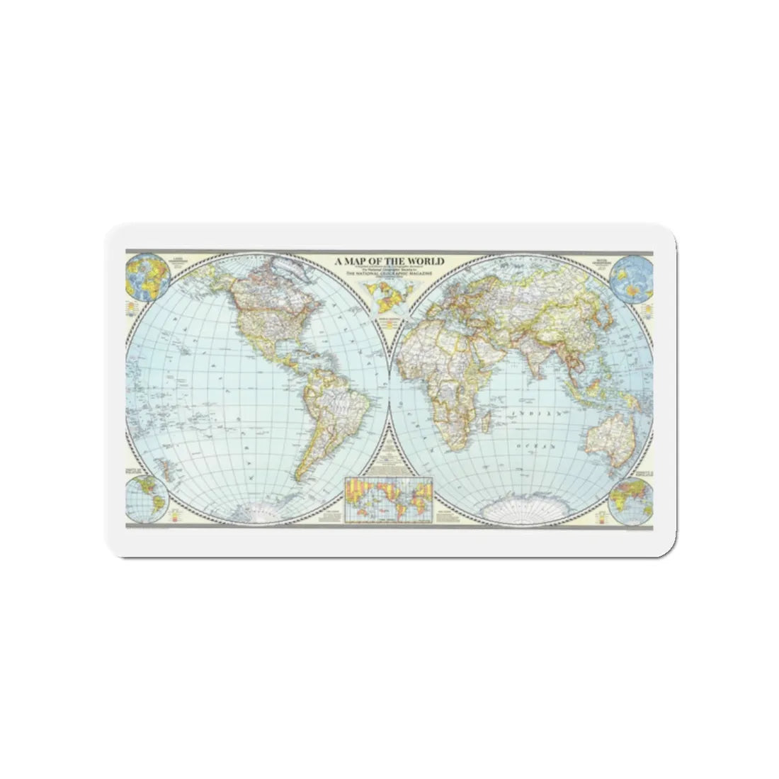 World Map (1941) (Map) Refrigerator Magnet 2 Inch - The Sticker Space