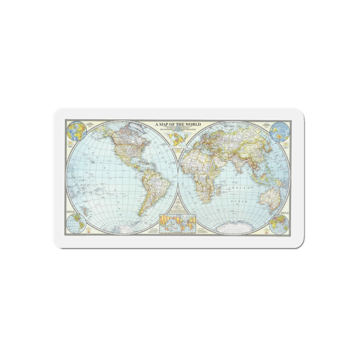 World Map (1941) (Map) Refrigerator Magnet-5" x 5"-The Sticker Space