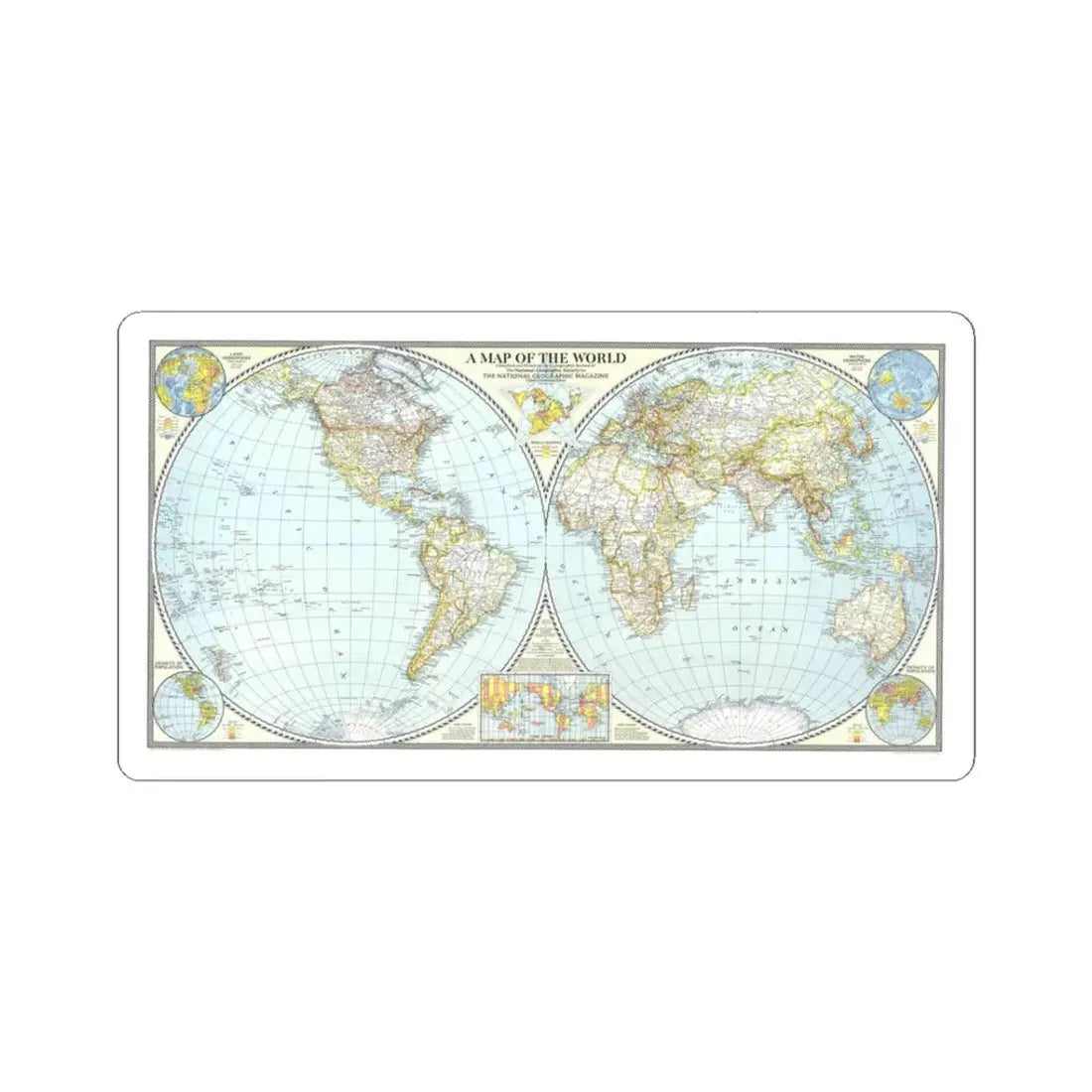 World Map (1941) (Map) STICKER Vinyl Kiss-Cut Decal 3 Inch White - The Sticker Space