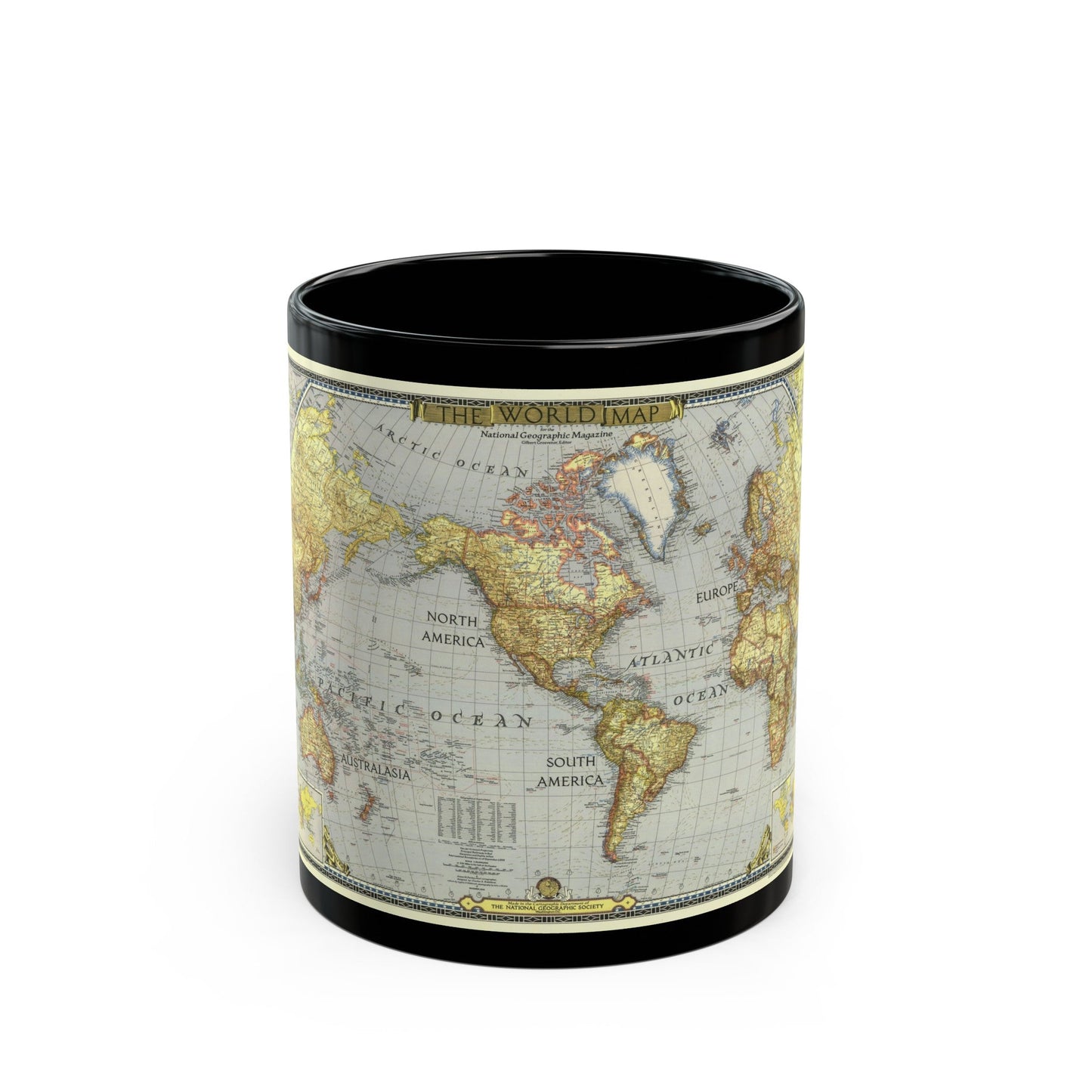 World Map (1943) (Map) Black Coffee Mug-11oz-The Sticker Space