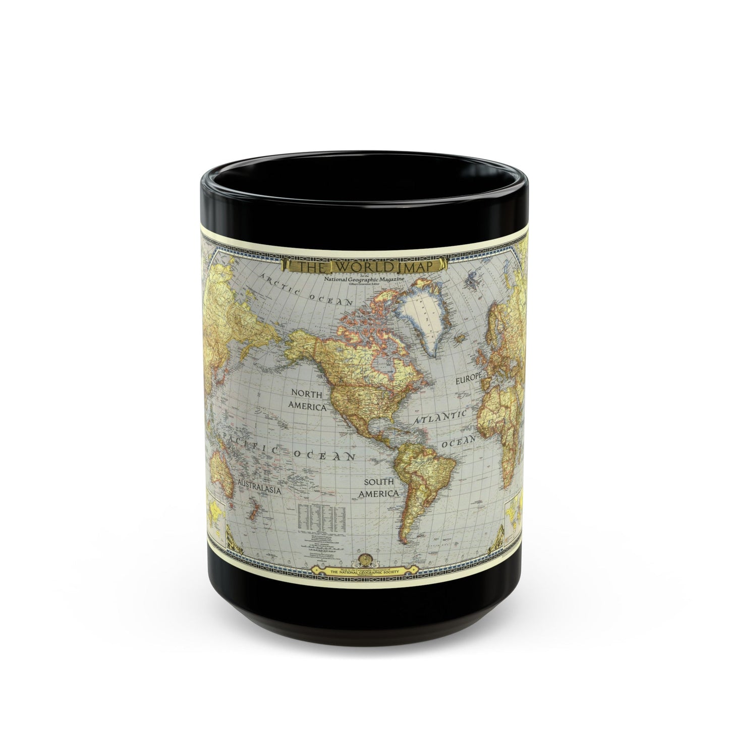 World Map (1943) (Map) Black Coffee Mug-15oz-The Sticker Space