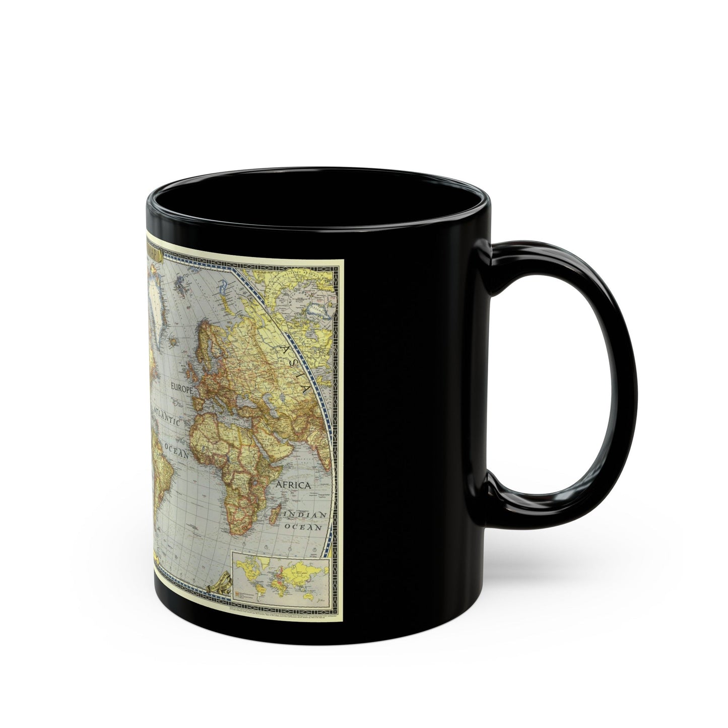 World Map (1943) (Map) Black Coffee Mug-The Sticker Space