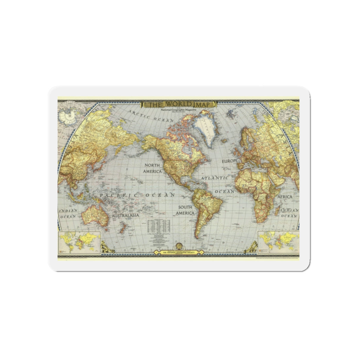 World Map (1943) (Map) Refrigerator Magnet-2" x 2"-The Sticker Space
