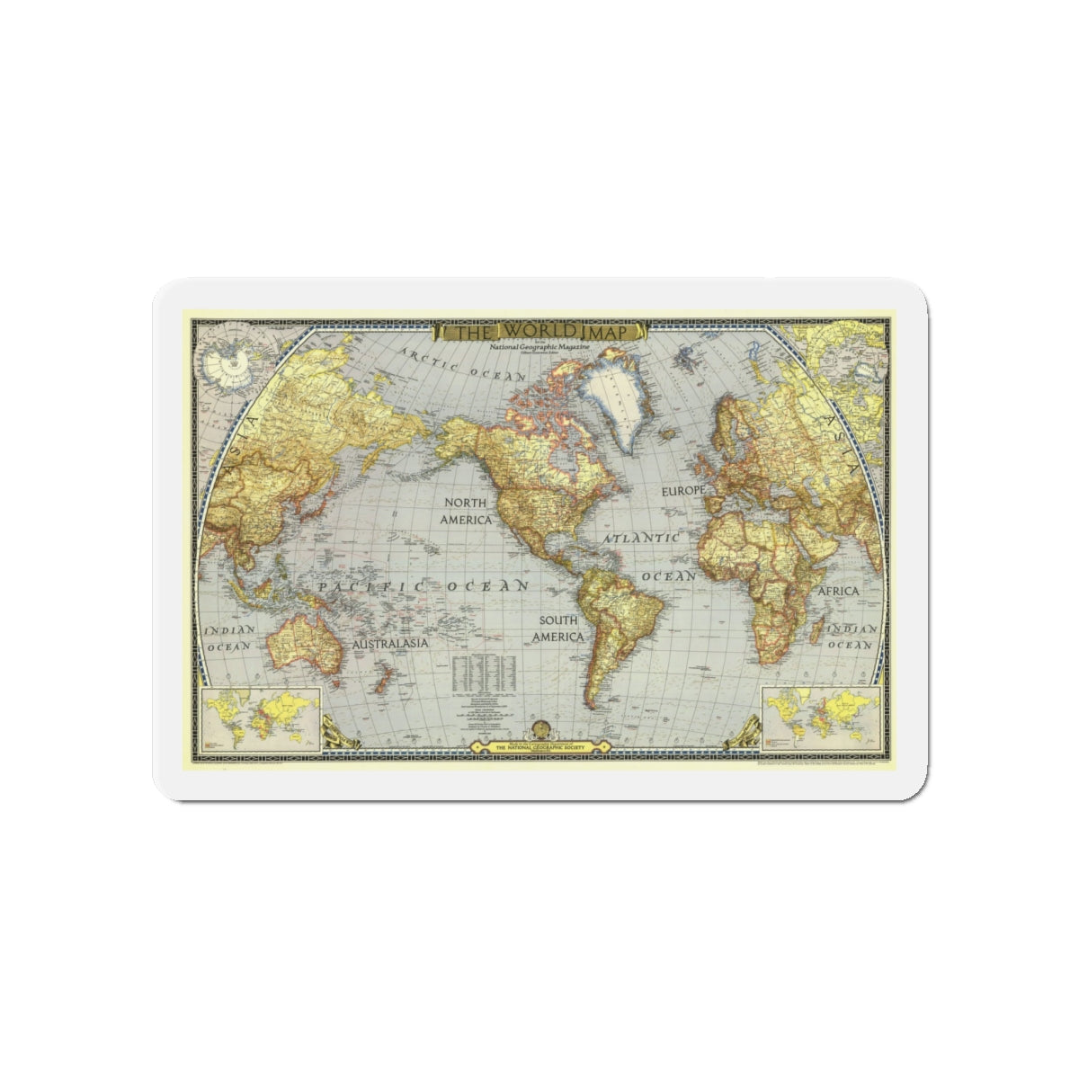 World Map (1943) (Map) Refrigerator Magnet-4" x 4"-The Sticker Space