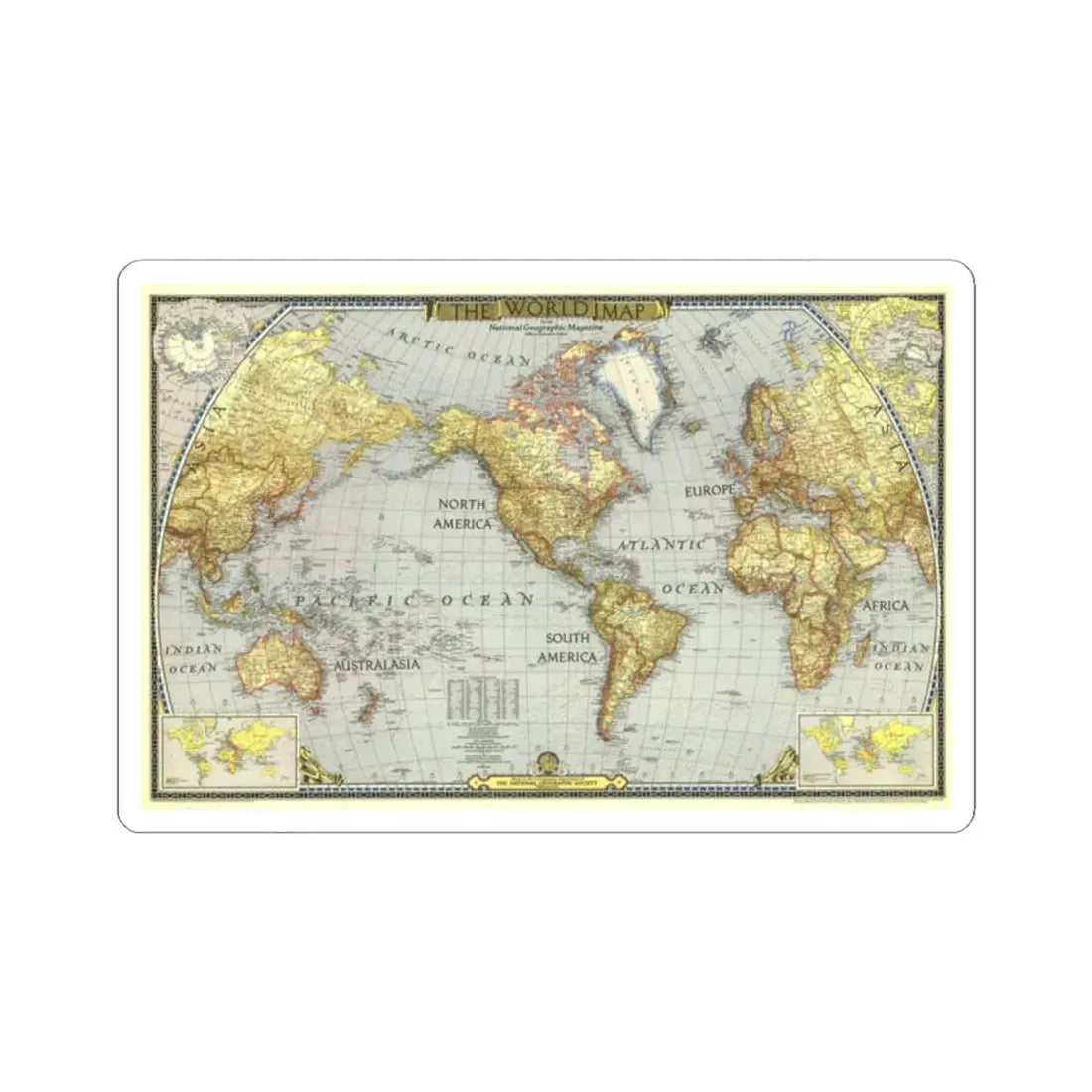 World Map (1943) (Map) STICKER Vinyl Kiss-Cut Decal 2 Inch White - The Sticker Space
