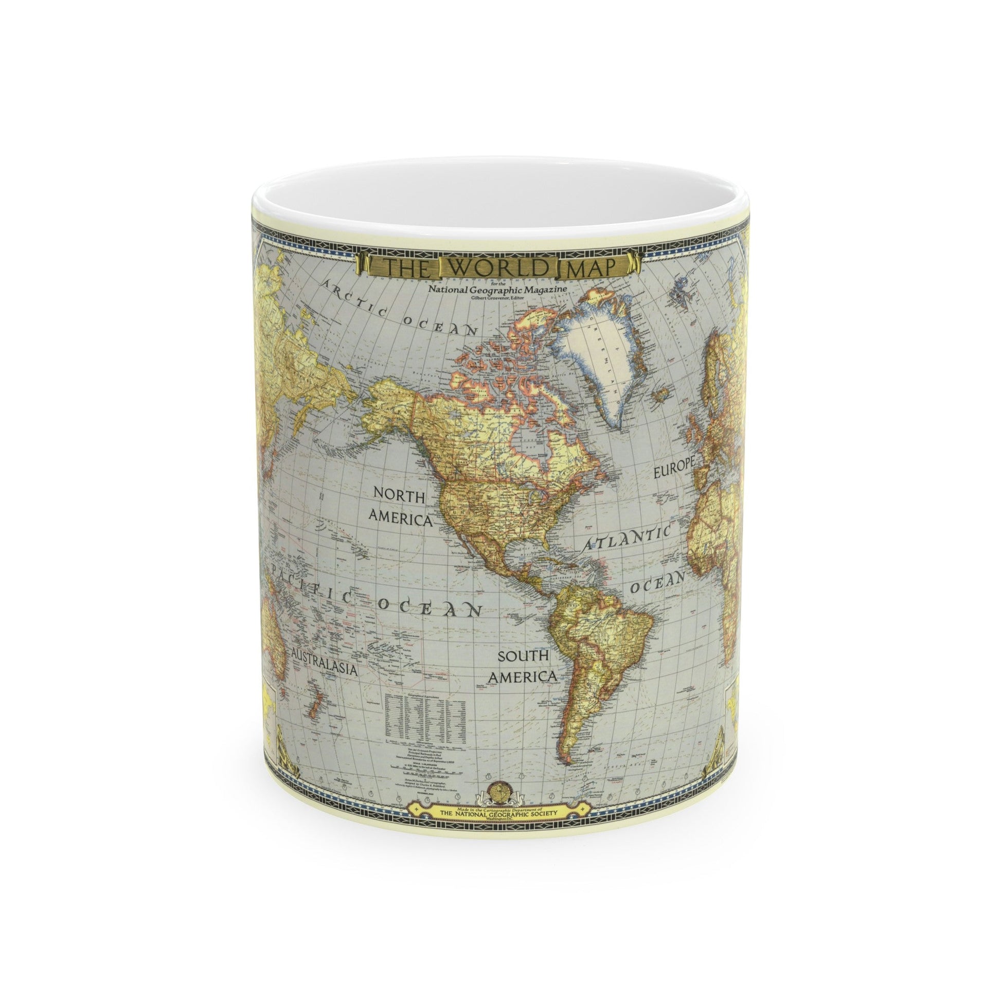 World Map (1943) (Map) White Coffee Mug-11oz-The Sticker Space