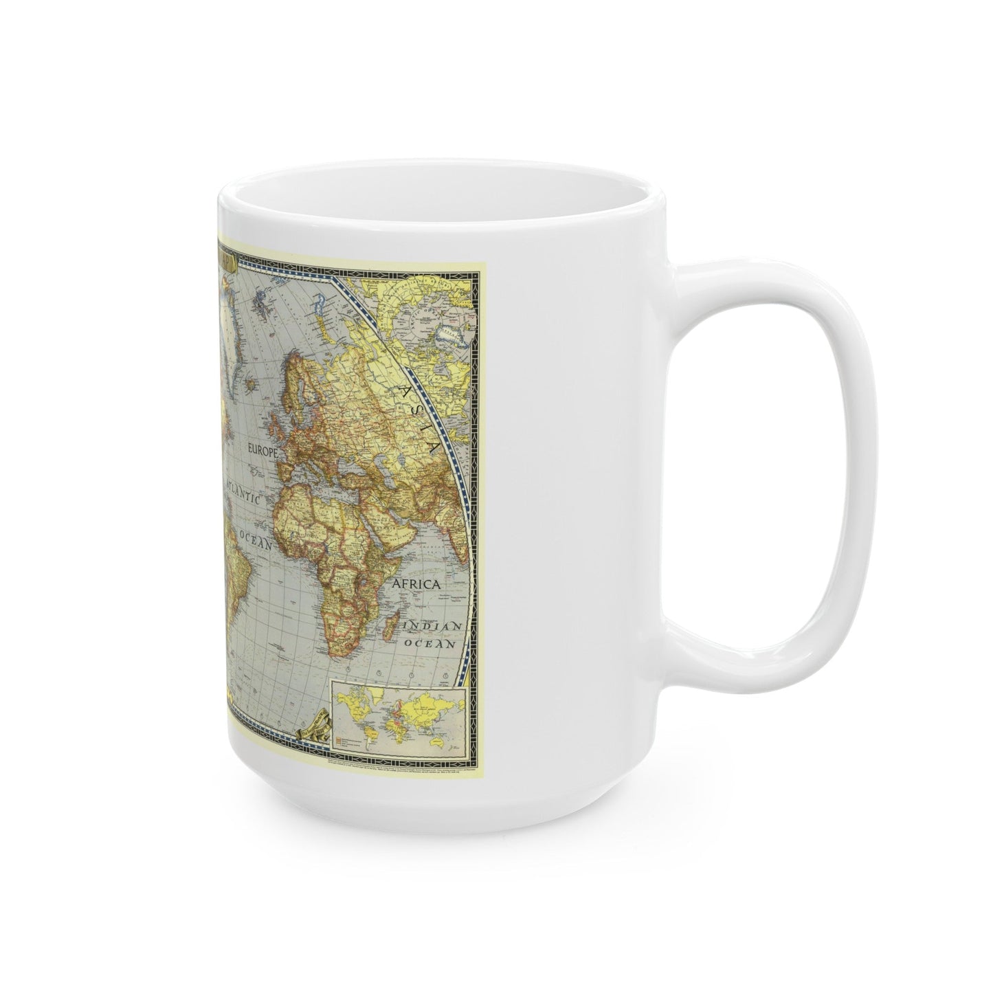 World Map (1943) (Map) White Coffee Mug-The Sticker Space