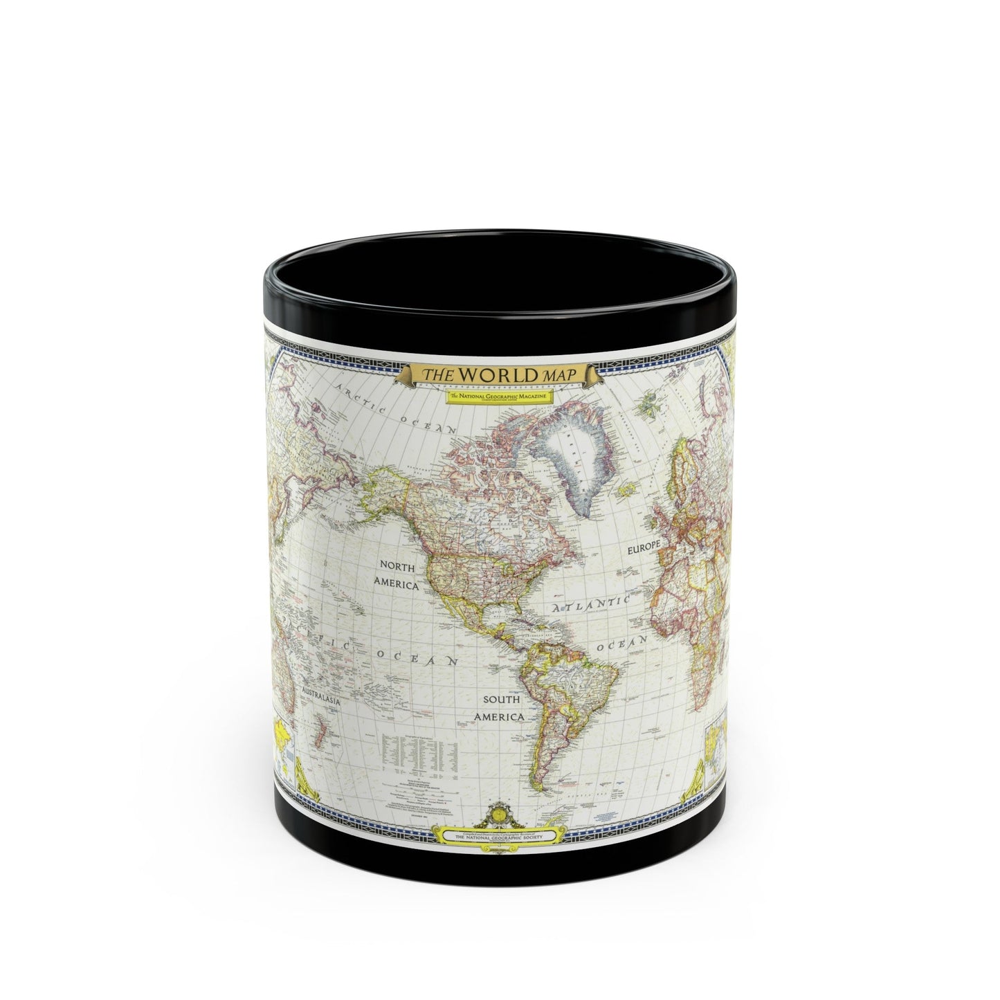 World Map (1951) (Map) Black Coffee Mug-11oz-The Sticker Space