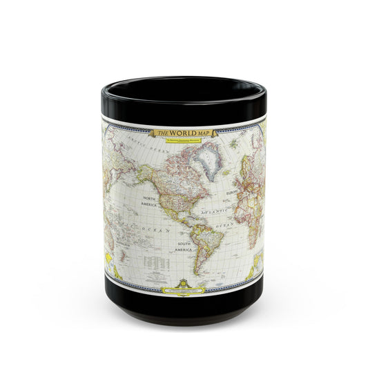 World Map (1951) (Map) Black Coffee Mug-15oz-The Sticker Space