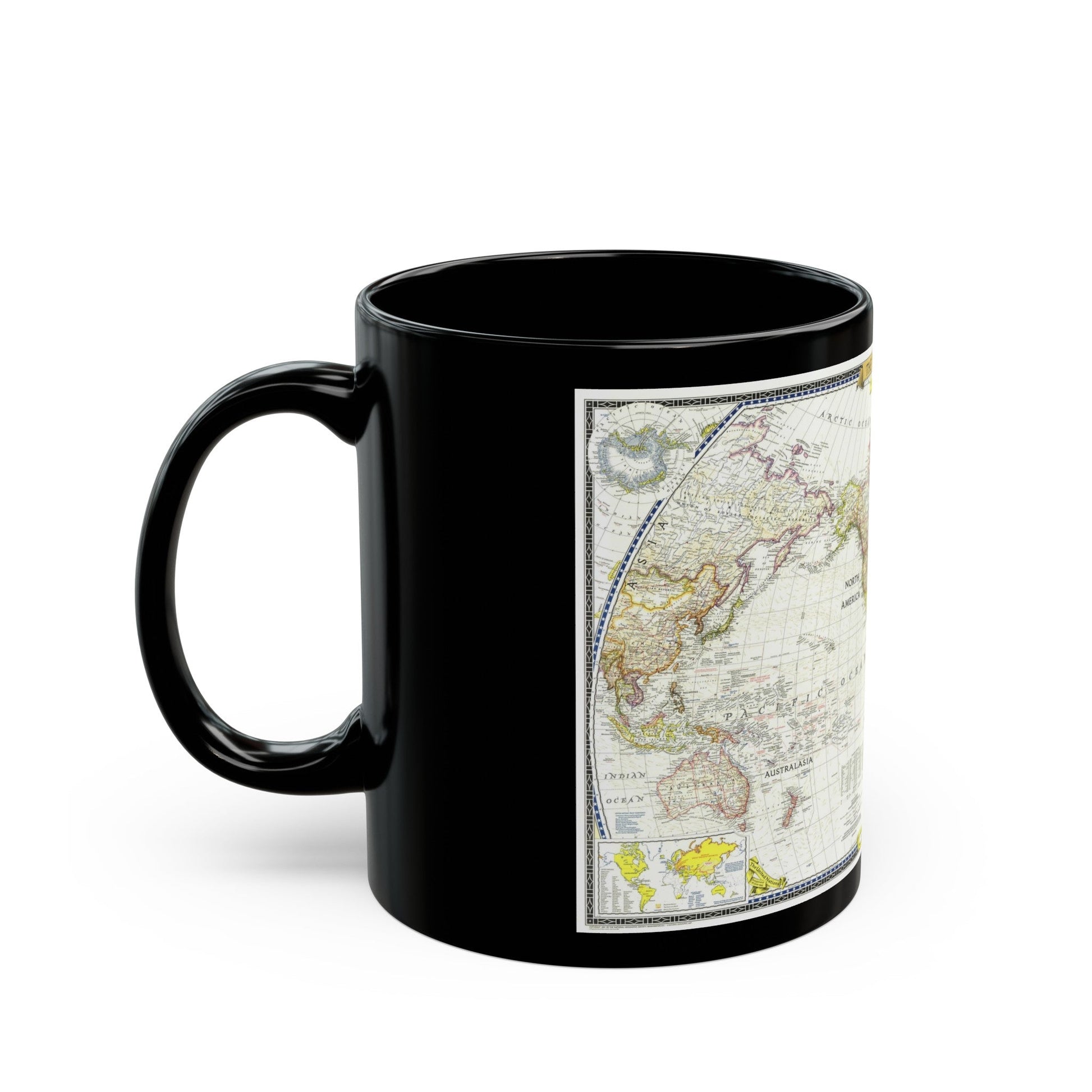 World Map (1951) (Map) Black Coffee Mug-The Sticker Space