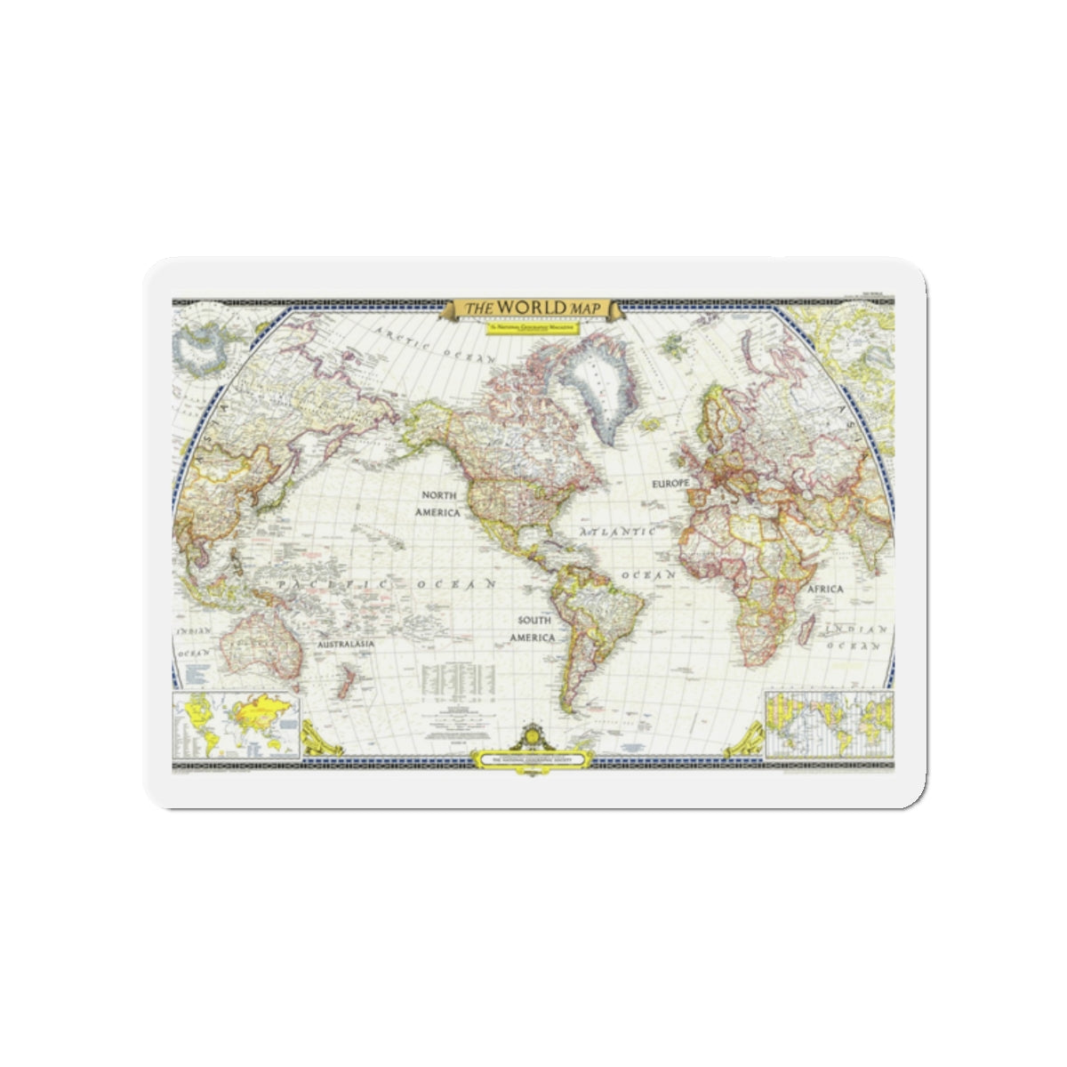 World Map (1951) (Map) Refrigerator Magnet-2" x 2"-The Sticker Space