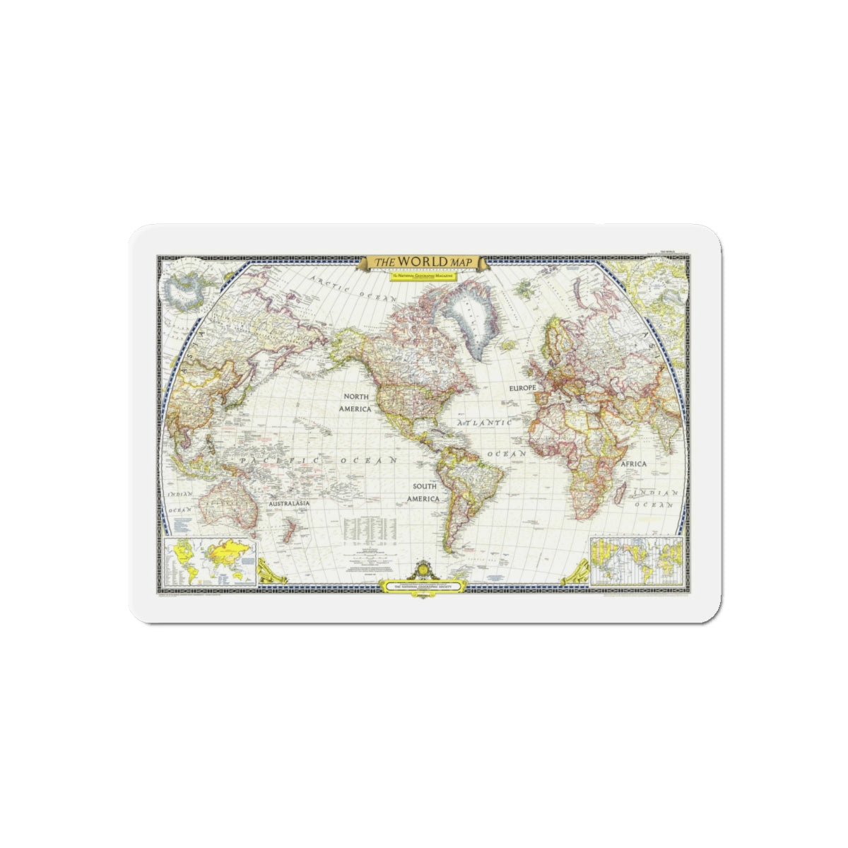 World Map (1951) (Map) Refrigerator Magnet-6 × 6"-The Sticker Space