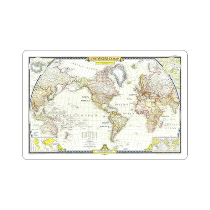 World Map (1951) (Map) STICKER Vinyl Kiss-Cut Decal 6 Inch White - The Sticker Space