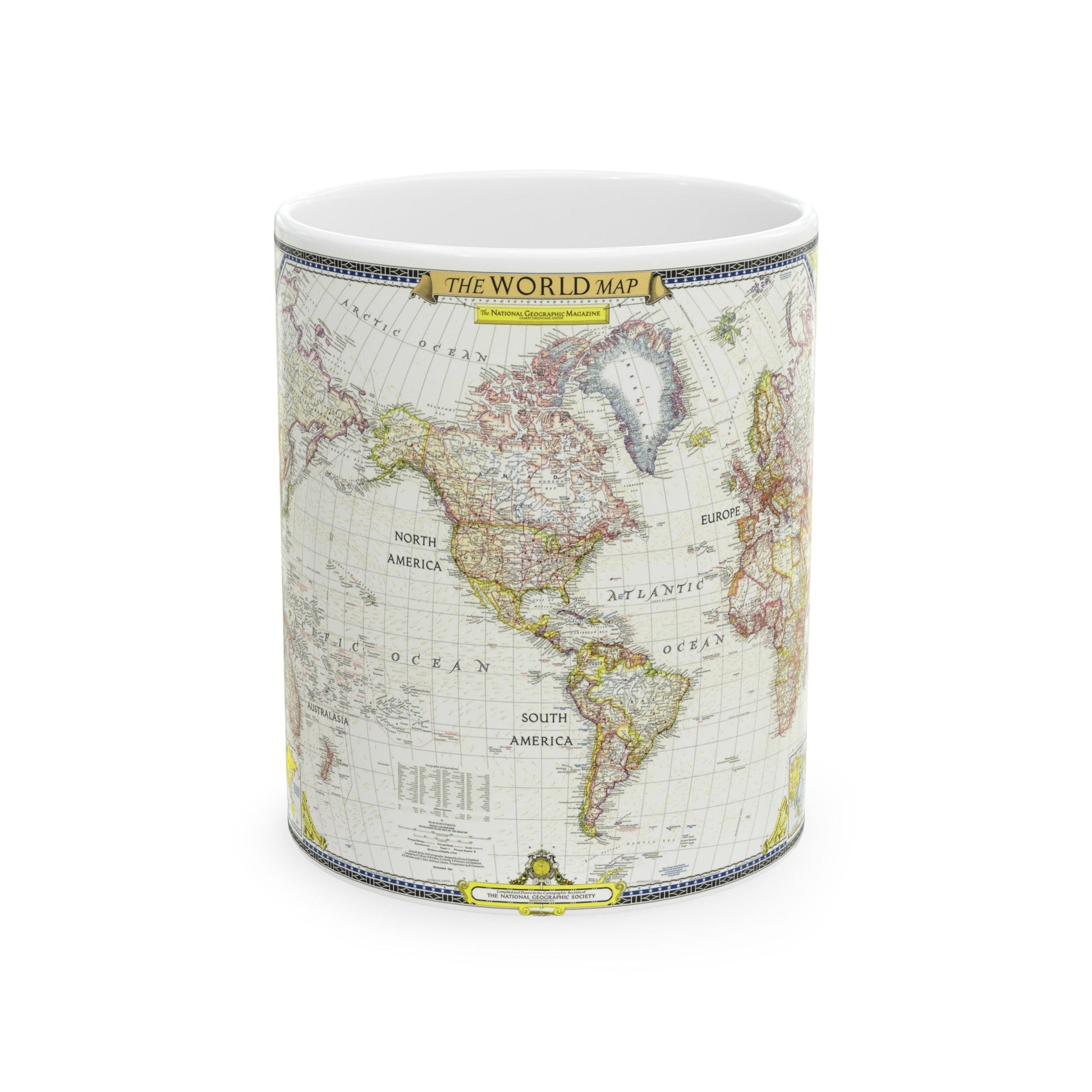 World Map (1951) (Map) White Coffee Mug-11oz-The Sticker Space