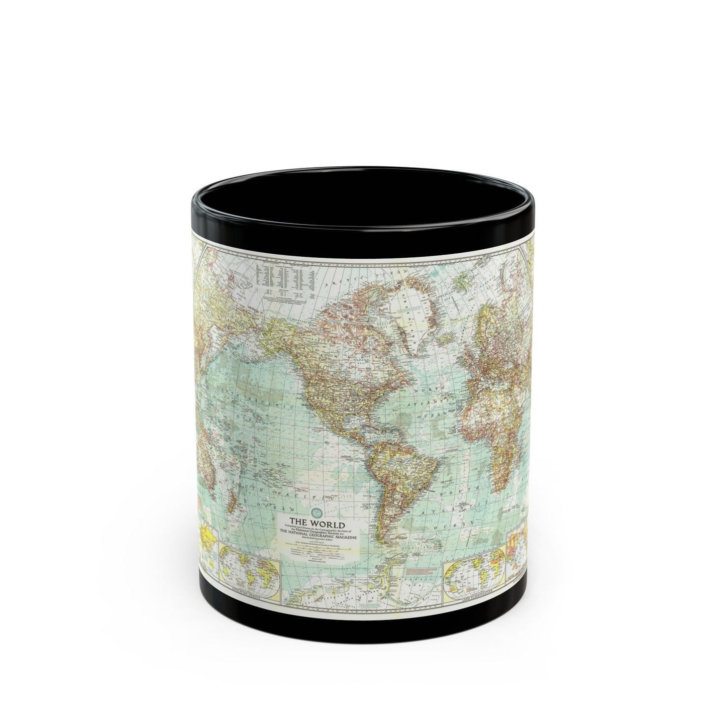 World Map (1957) (Map) Black Coffee Mug-11oz-The Sticker Space