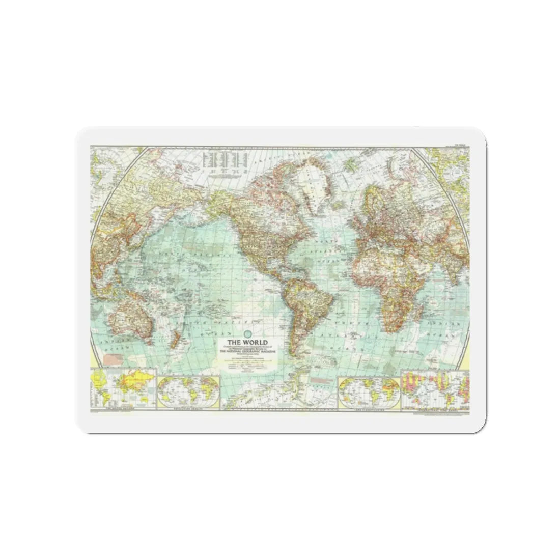 World Map (1957) (Map) Refrigerator Magnet 2 Inch - The Sticker Space