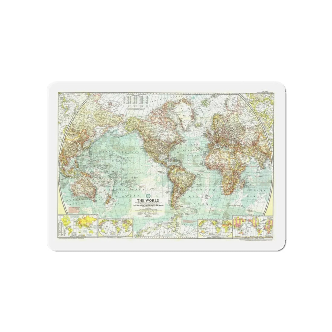 World Map (1957) (Map) Refrigerator Magnet 4 Inch - The Sticker Space