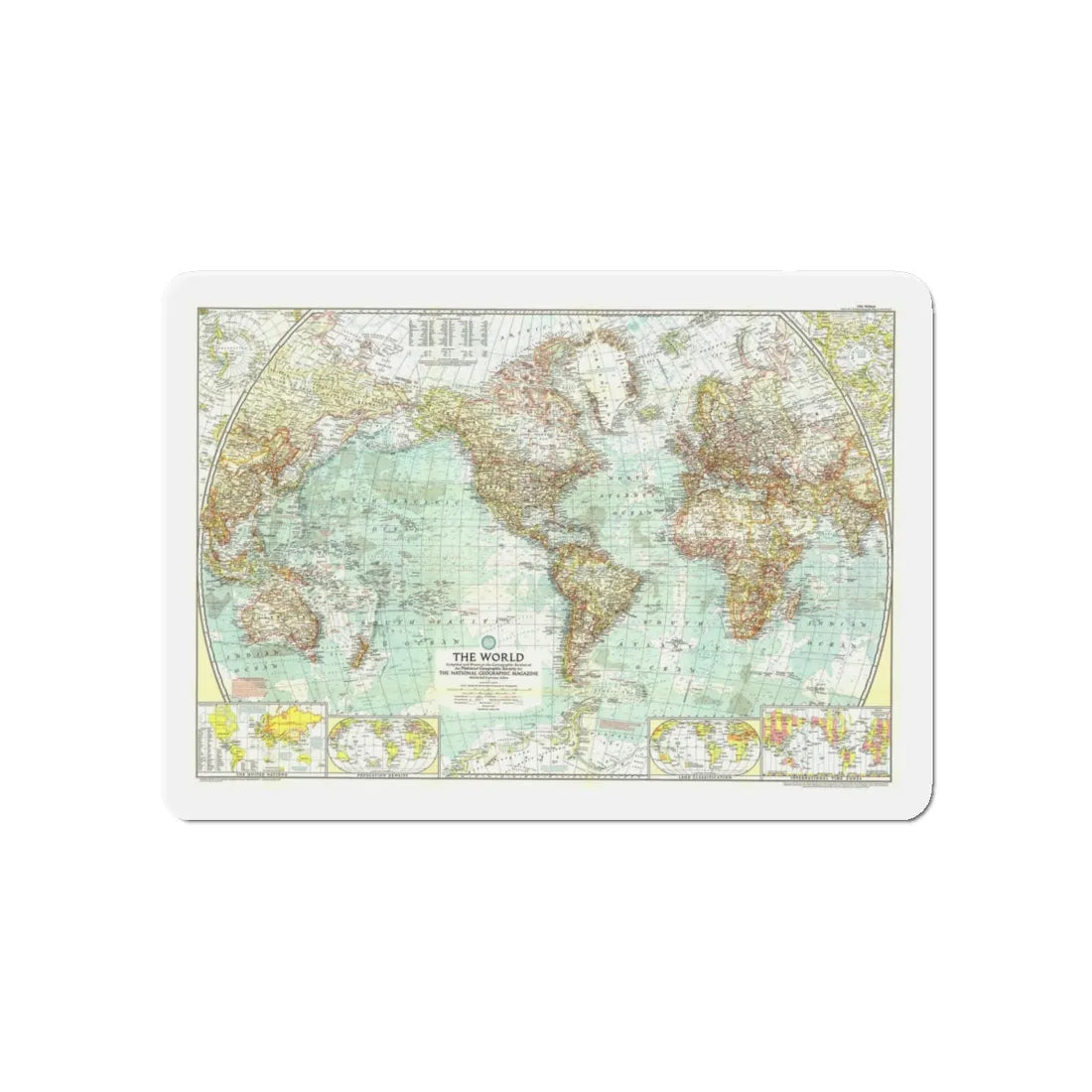World Map (1957) (Map) Refrigerator Magnet 5 Inch - The Sticker Space