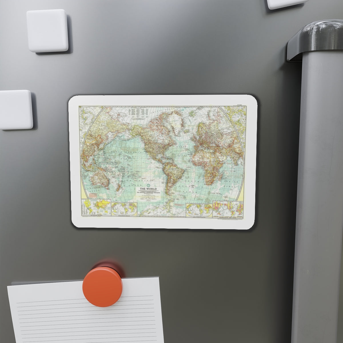 World Map (1957) (Map) Refrigerator Magnet-The Sticker Space