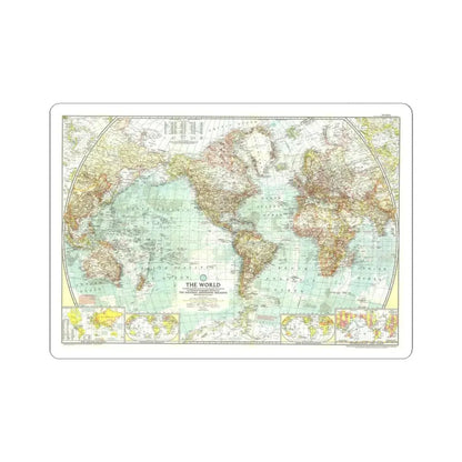 World Map (1957) (Map) STICKER Vinyl Kiss-Cut Decal 3 Inch White - The Sticker Space