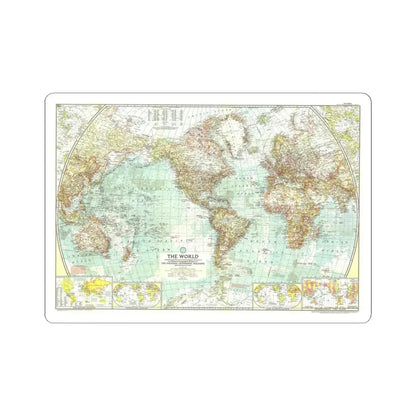 World Map (1957) (Map) STICKER Vinyl Kiss-Cut Decal 4 Inch White - The Sticker Space