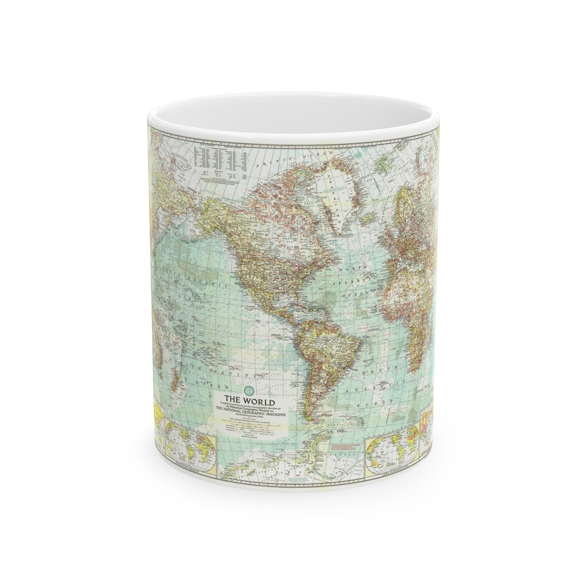 World Map (1957) (Map) White Coffee Mug-11oz-The Sticker Space
