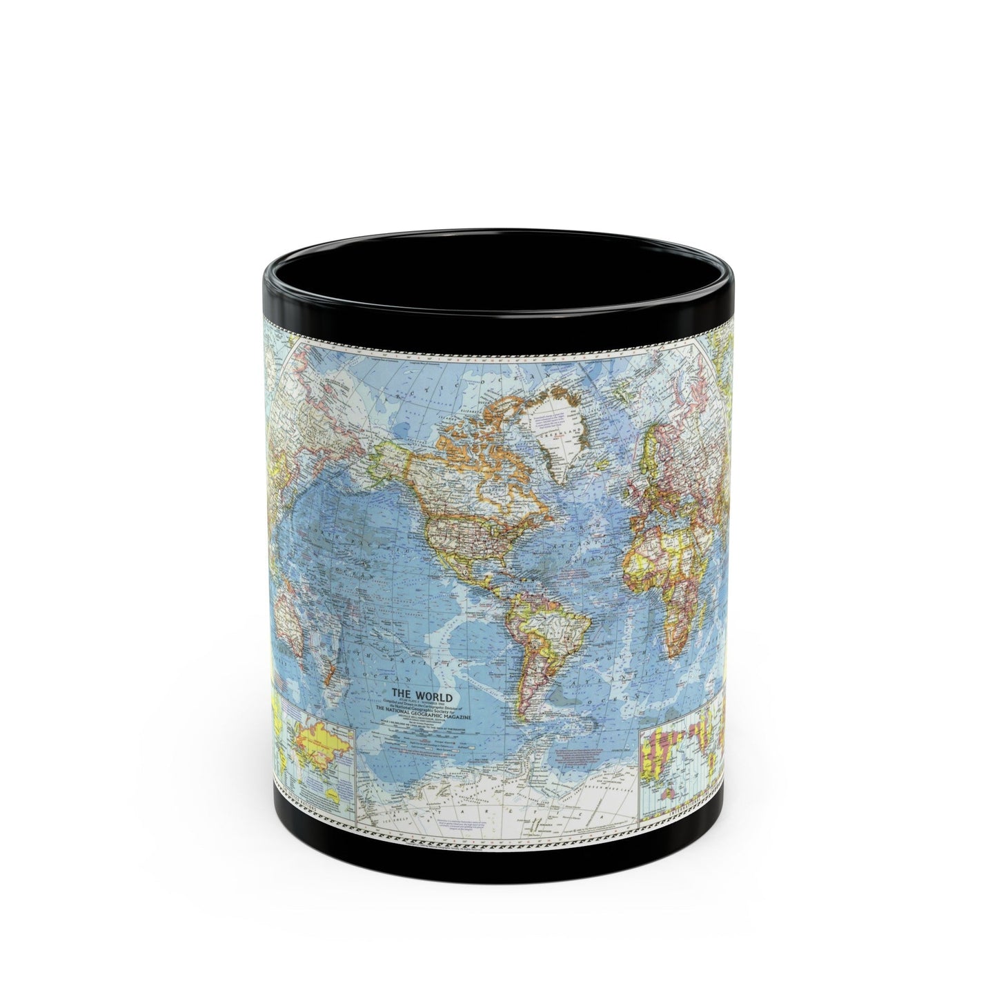 World Map (1960) (Map) Black Coffee Mug-11oz-The Sticker Space