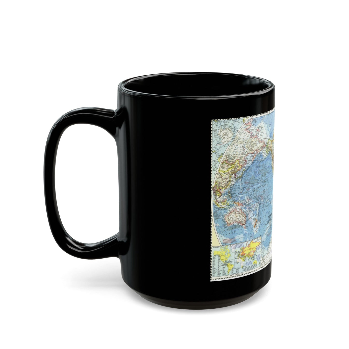 World Map (1960) (Map) Black Coffee Mug-The Sticker Space