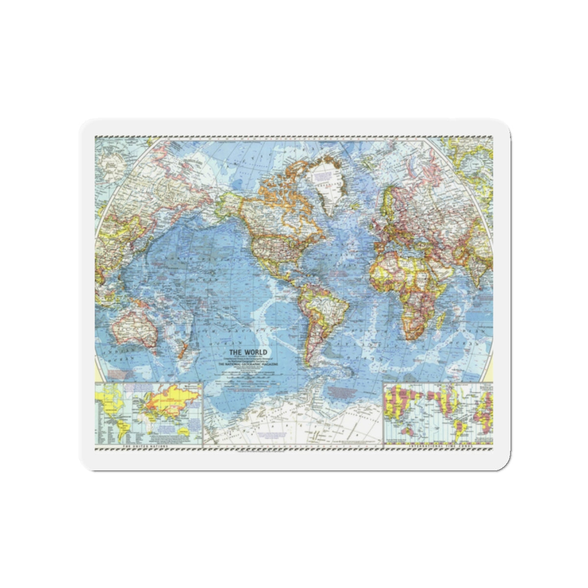World Map (1960) (Map) Refrigerator Magnet-2" x 2"-The Sticker Space
