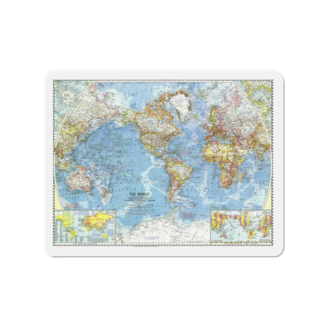 World Map (1960) (Map) Refrigerator Magnet 3 Inch - The Sticker Space
