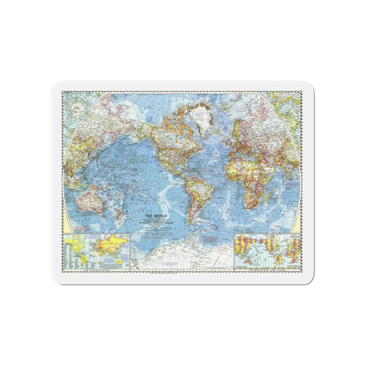 World Map (1960) (Map) Refrigerator Magnet-4" x 4"-The Sticker Space