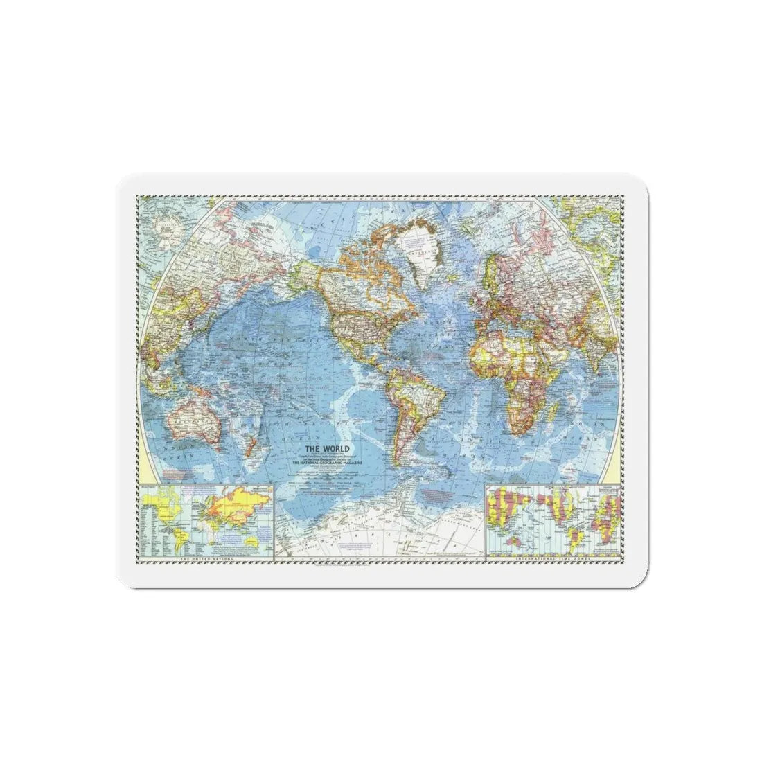 World Map (1960) (Map) Refrigerator Magnet 6 Inch - The Sticker Space