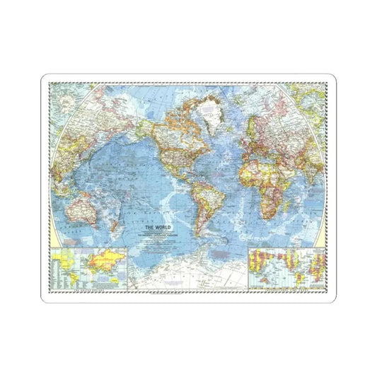 World Map (1960) (Map) STICKER Vinyl Kiss-Cut Decal 2 Inch White - The Sticker Space