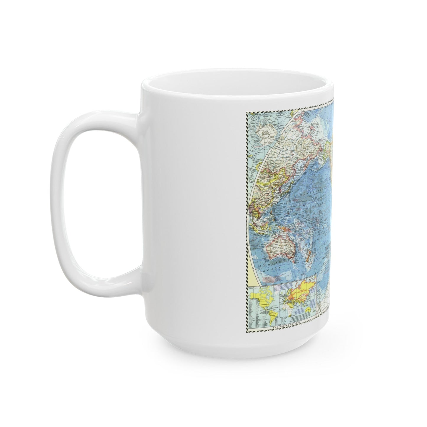 World Map (1960) (Map) White Coffee Mug-The Sticker Space