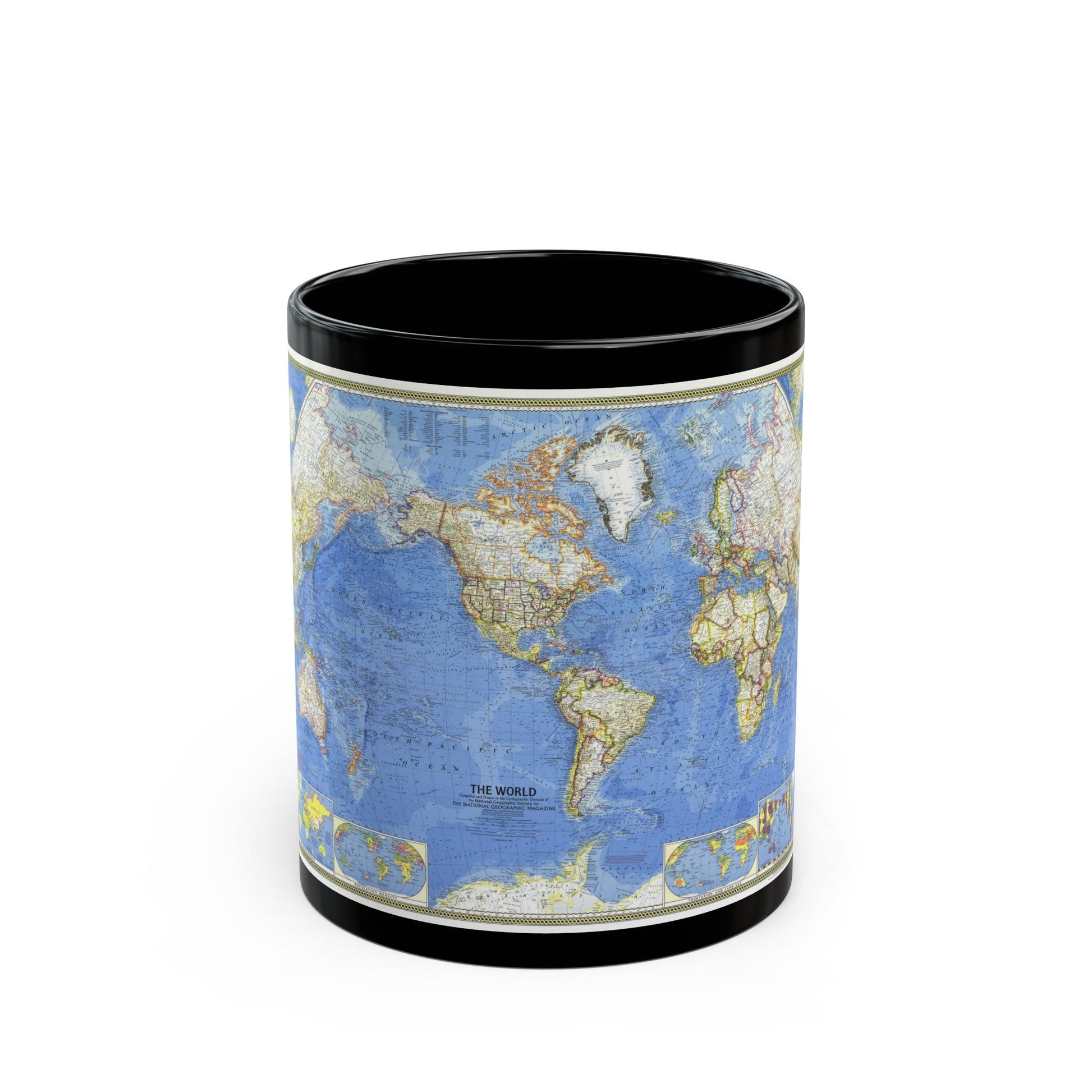 World Map (1965) (Map) Black Coffee Mug-11oz-The Sticker Space