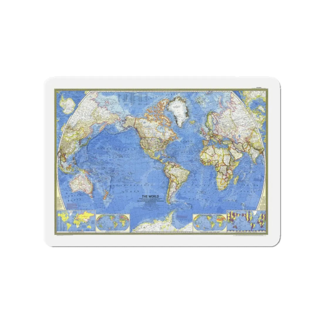 World Map (1965) (Map) Refrigerator Magnet 3 Inch - The Sticker Space