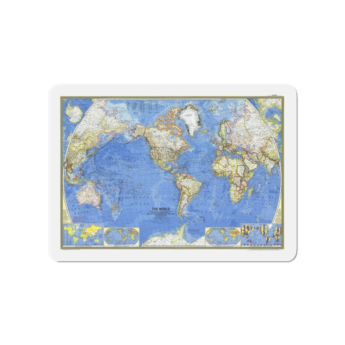 World Map (1965) (Map) Refrigerator Magnet-4" x 4"-The Sticker Space