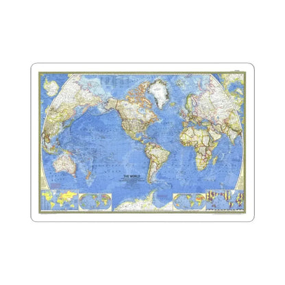 World Map (1965) (Map) STICKER Vinyl Kiss-Cut Decal 3 Inch White - The Sticker Space