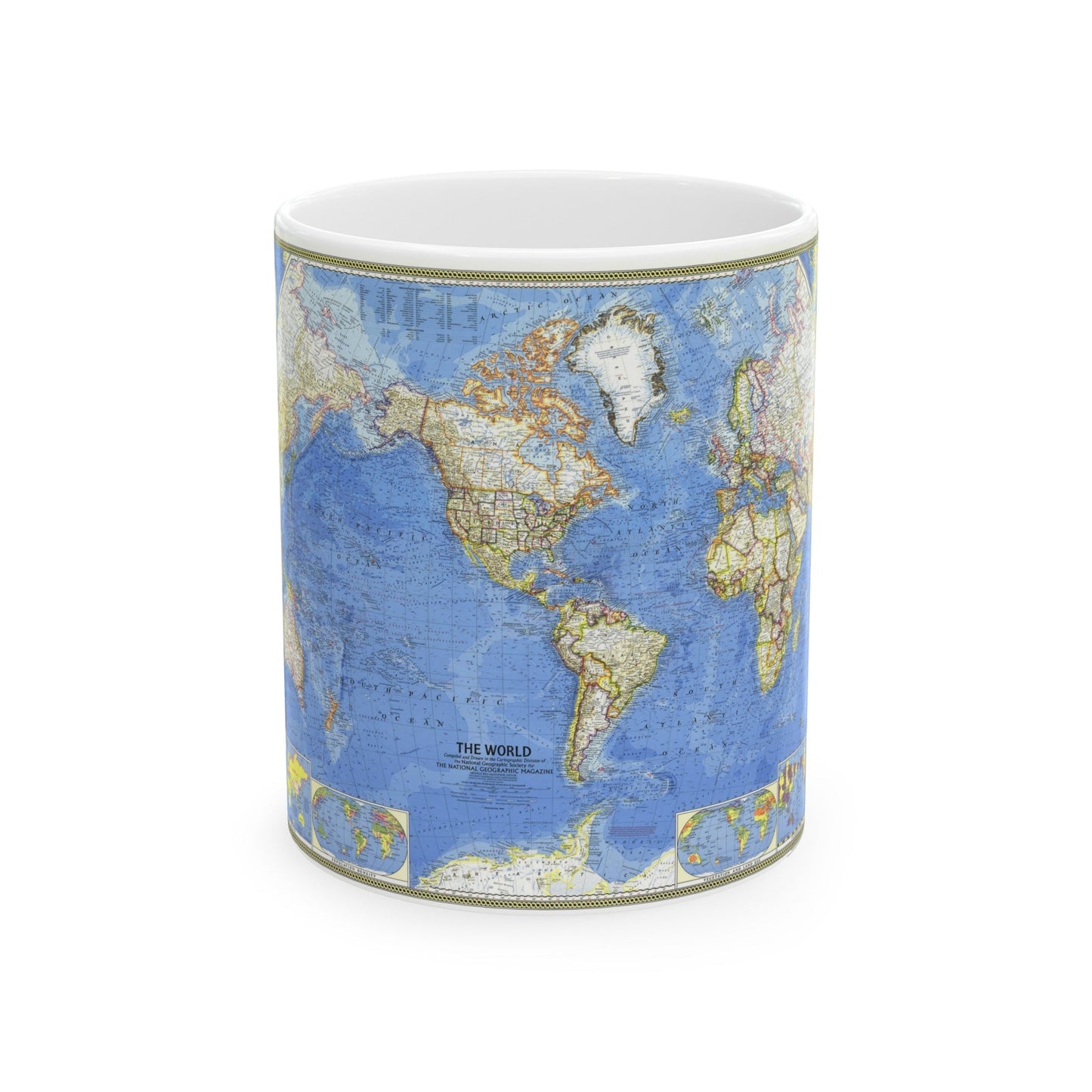 World Map (1965) (Map) White Coffee Mug-11oz-The Sticker Space