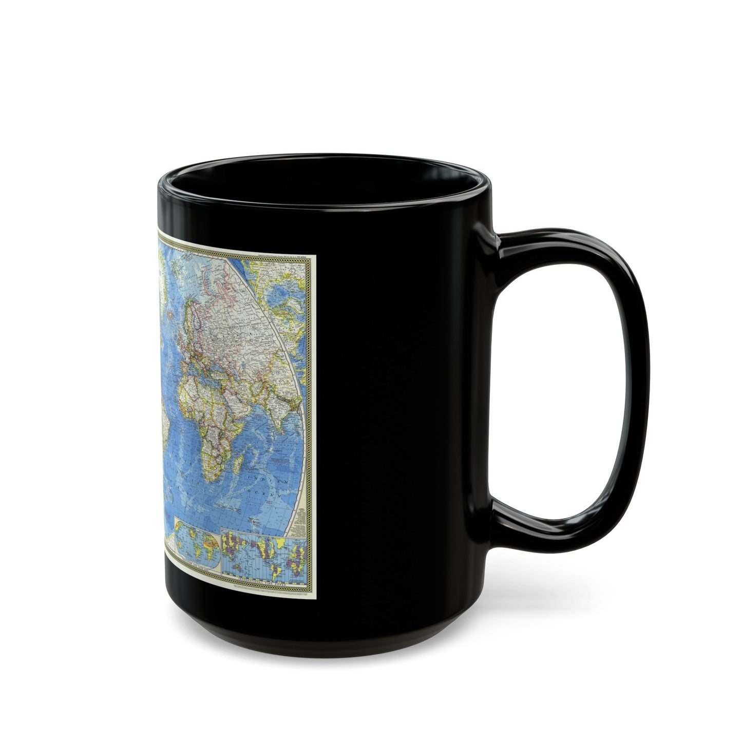 World Map (1970) (Map) Black Coffee Mug-The Sticker Space