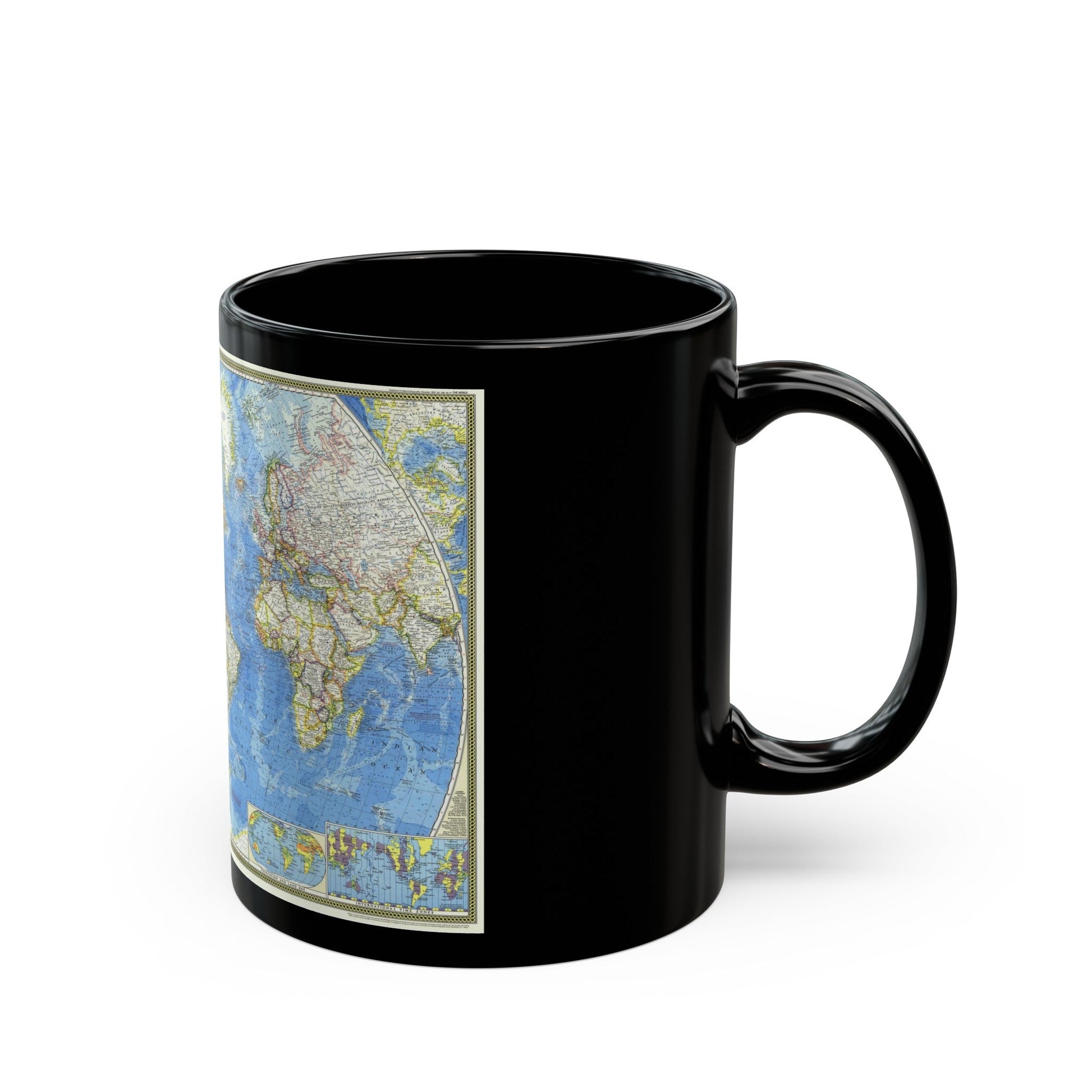 World Map (1970) (Map) Black Coffee Mug-The Sticker Space