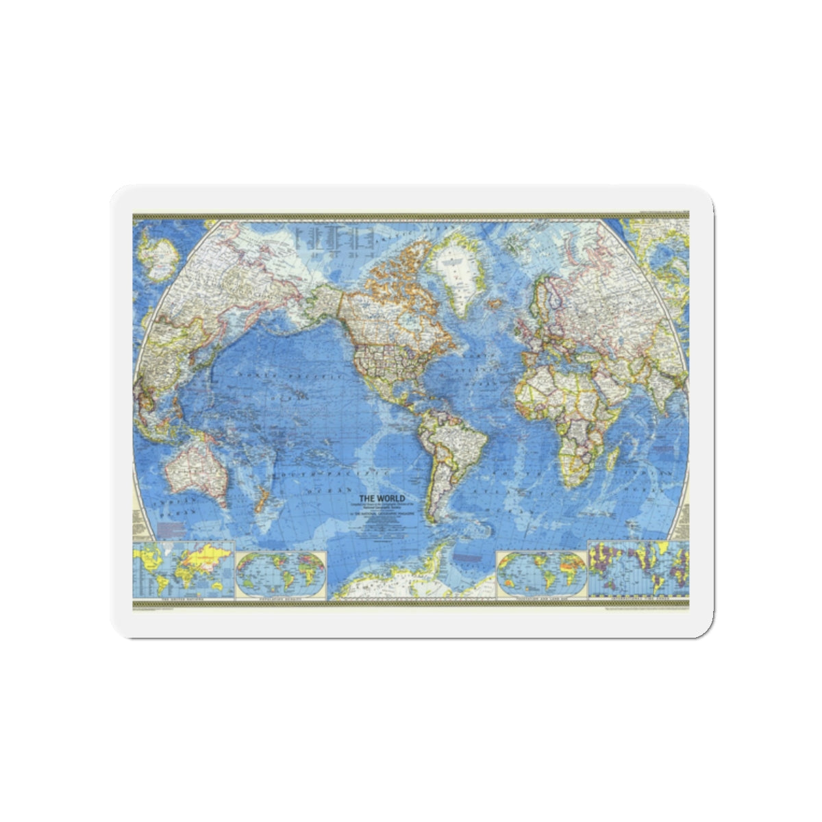 World Map (1970) (Map) Refrigerator Magnet-2" x 2"-The Sticker Space