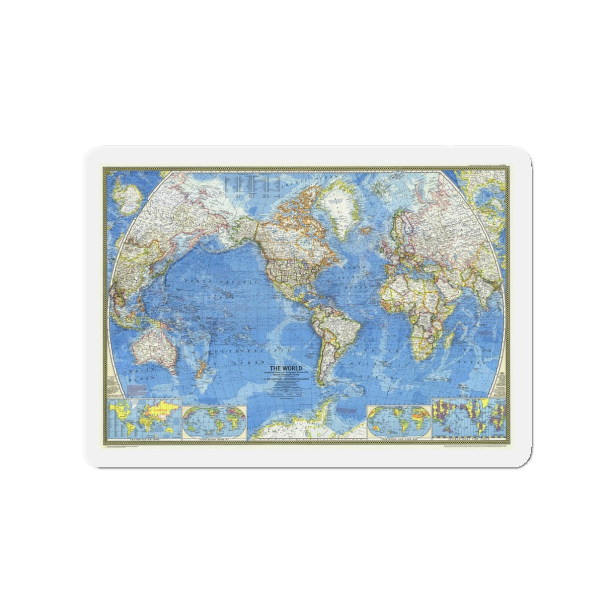 World Map (1970) (Map) Refrigerator Magnet-3" x 3"-The Sticker Space